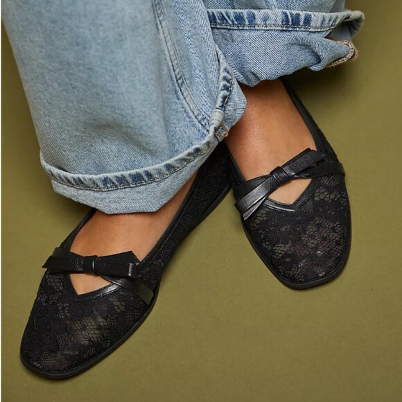 new Free People Mesh Mania Lace Bow Ballet Flats 255 3S7 - Picture 1 of 7